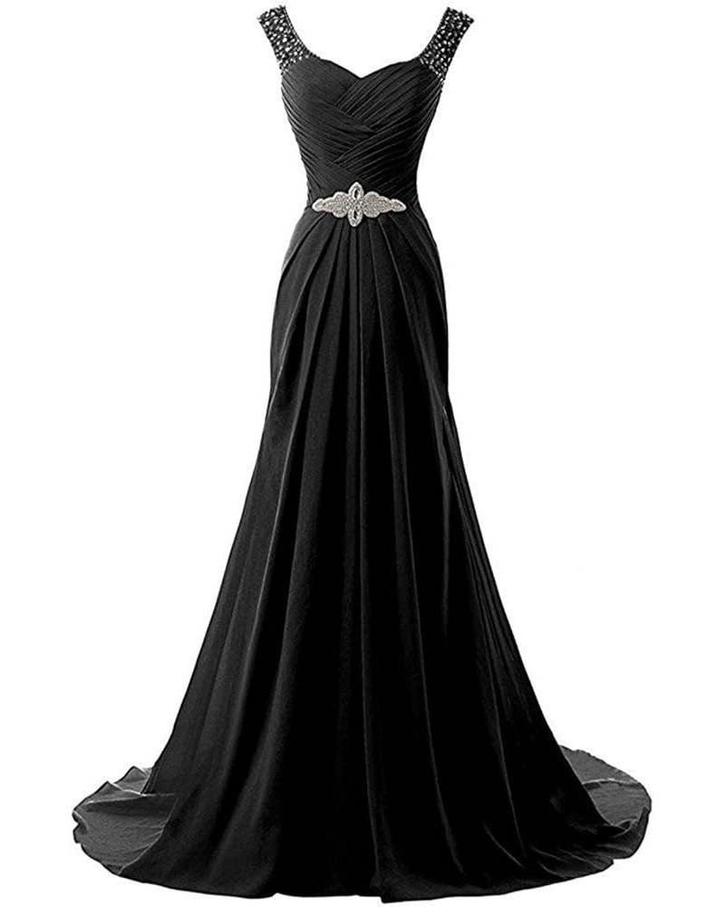 Prom Dress Long Formal Dresses for Women Wedding Guest Dresses Evening Dresses Chiffon Beach Wedding Dress Black $35.20 Dresses