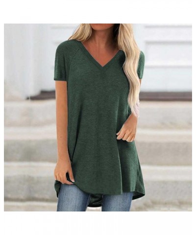 Tops Tunics for Women to Wear with Leggings, Casual Loose Fit V Neck Short/Long Sleeves T Shirt A-green $12.99 Tops