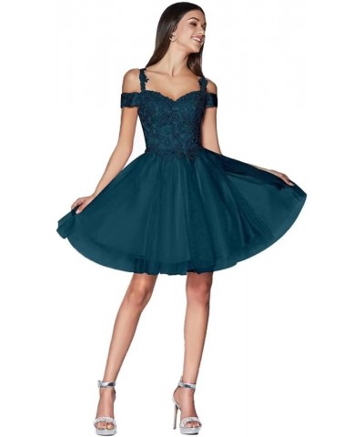 Short Homecoming Dresses for Teens Lace Appliques Tulle Prom Dress for Women Mini Cocktail Dress Teal $25.01 Dresses