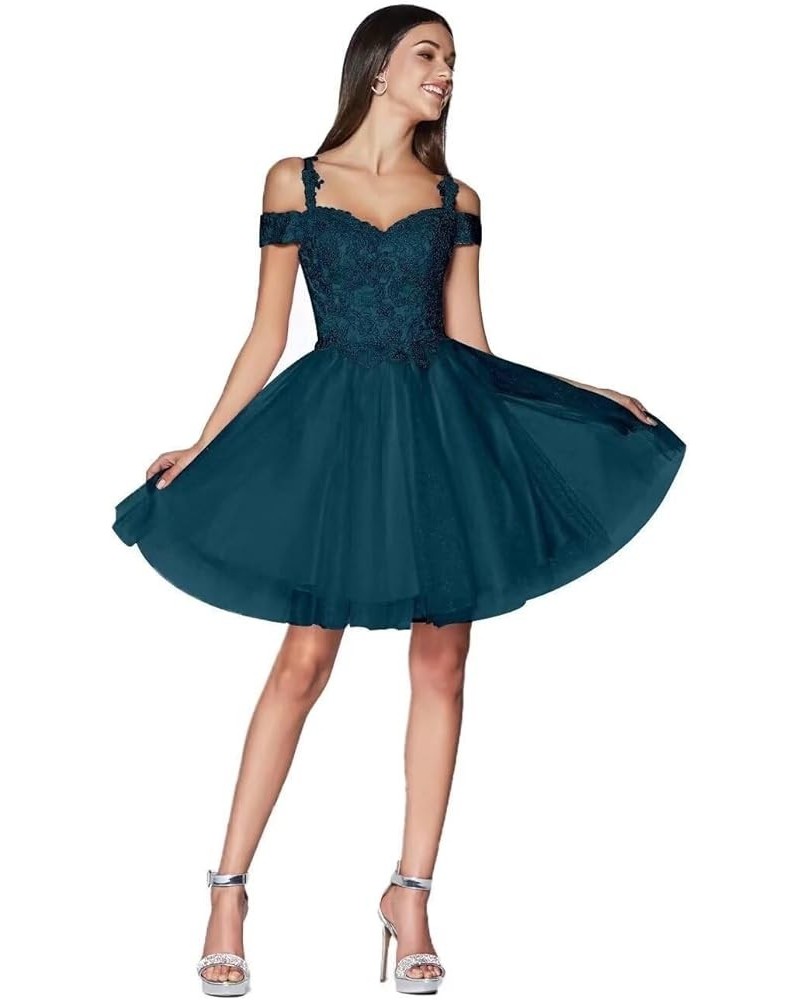 Short Homecoming Dresses for Teens Lace Appliques Tulle Prom Dress for Women Mini Cocktail Dress Teal $25.01 Dresses