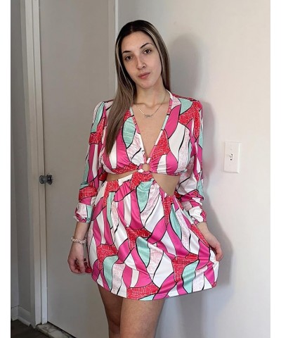 Women Long Sleeve Cover Up V Neck Bathing Suit Cover Ups O-Ring Cutout Beach Dress Elastic Waist Coverup S-XXL Jh202 $15.68 S...