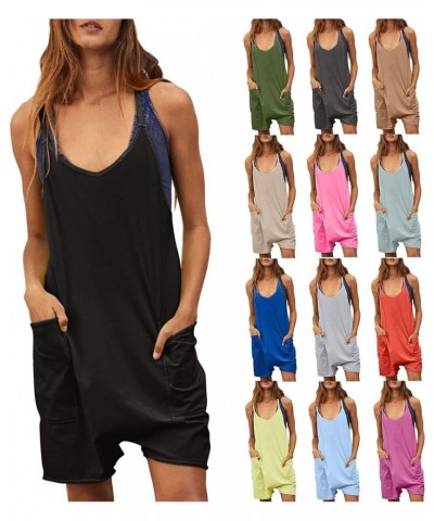 Womens Rompers Casual Loose Bib Overalls Sleeveless Adjustable Spaghetti Strap Long/Short Pant Jumpsuits with Pockets C Purpl...