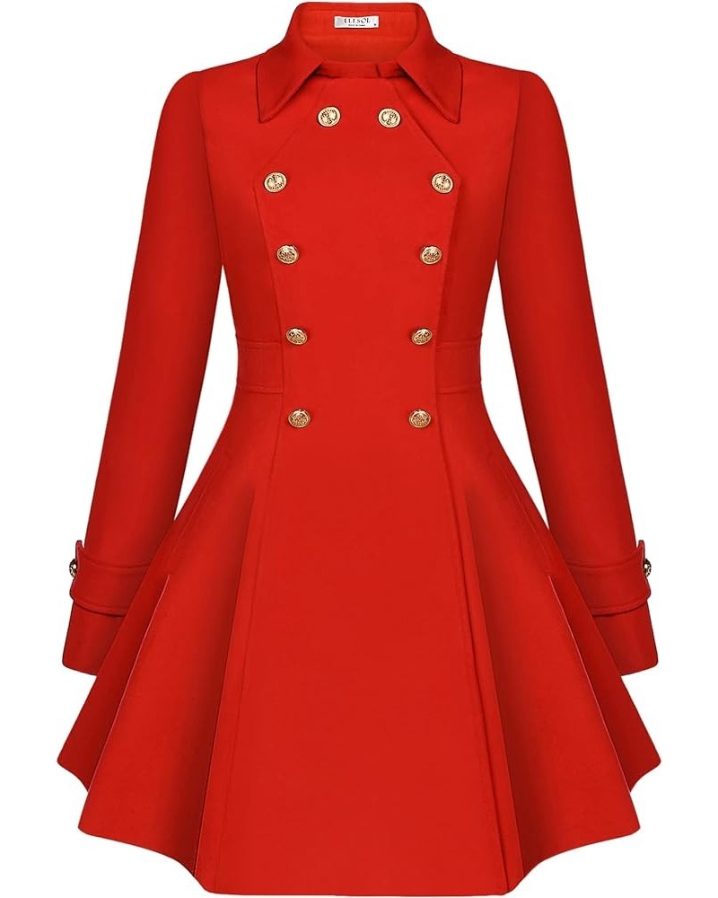 Women Winter Wool Coat Swing Pea Coats Double Breasted Thick Dress Coats A Line Mid-Long Trench Coat Jacket S-2XL Red $28.59 ...