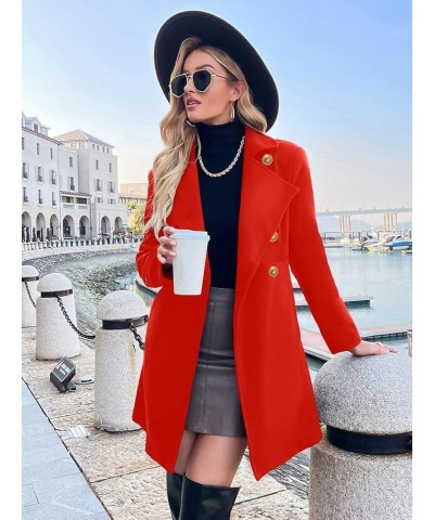 Women Winter Wool Coat Swing Pea Coats Double Breasted Thick Dress Coats A Line Mid-Long Trench Coat Jacket S-2XL Red $28.59 ...