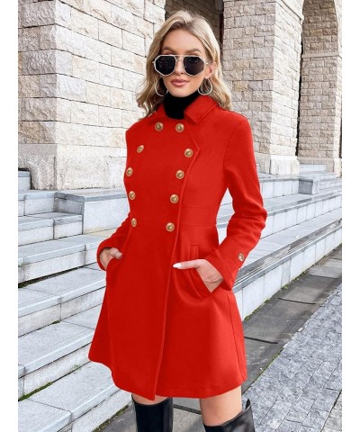 Women Winter Wool Coat Swing Pea Coats Double Breasted Thick Dress Coats A Line Mid-Long Trench Coat Jacket S-2XL Red $28.59 ...