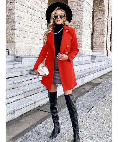 Women Winter Wool Coat Swing Pea Coats Double Breasted Thick Dress Coats A Line Mid-Long Trench Coat Jacket S-2XL Red $28.59 ...