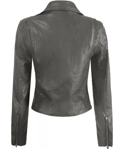 Women's Classic Faux Leather Zip Up Rider Style Moto Biker Jacket Yawcjl0020 Ash Grey $13.53 Coats