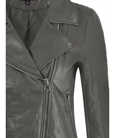 Women's Classic Faux Leather Zip Up Rider Style Moto Biker Jacket Yawcjl0020 Ash Grey $13.53 Coats