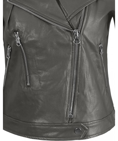 Women's Classic Faux Leather Zip Up Rider Style Moto Biker Jacket Yawcjl0020 Ash Grey $13.53 Coats