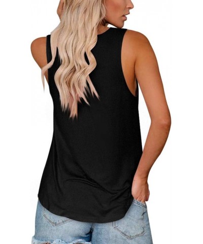 Women's Sleeveless Tank Tops Yoga Workout Shirts Cute Printed Loose Fit Running T-Shirt V Button Black $11.51 Tanks