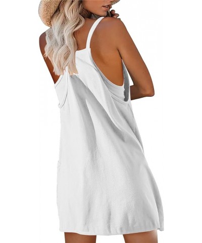 Women Athletic Mini Dresses Built-in Shorts Set Summer Sleeveless Sundress Hot Shot Mini Dress White $12.79 Dresses