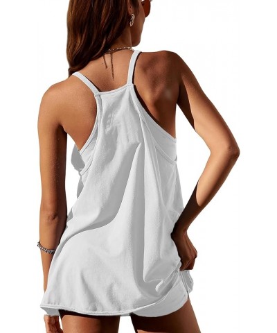 Women Athletic Mini Dresses Built-in Shorts Set Summer Sleeveless Sundress Hot Shot Mini Dress White $12.79 Dresses