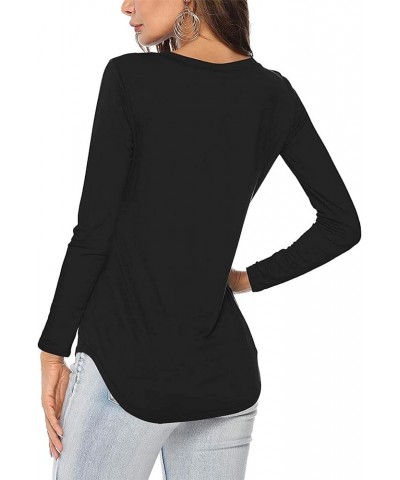 Women's Short/Long Sleeve V Neck Criss Cross T-Shirt Tops C-black $15.59 T-Shirts