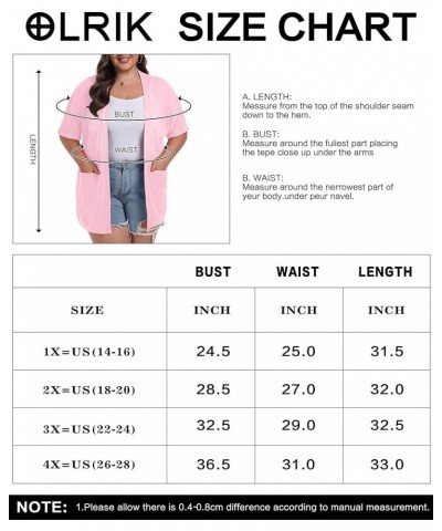 Women's Summer Cardigan Plus Size Short Sleeve Open Front Lightweight Cardigan with Pockets Drape Beach Cover Up Rose Pink $1...