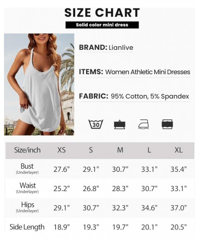 Women Athletic Mini Dresses Built-in Shorts Set Summer Sleeveless Sundress Hot Shot Mini Dress White $12.79 Dresses