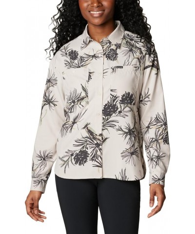 Women's Silver Ridge Utility Patterned Long Sleeve Shirt Dark Stone Pinecones $31.63 Blouses