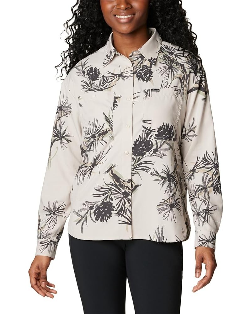 Women's Silver Ridge Utility Patterned Long Sleeve Shirt Dark Stone Pinecones $31.63 Blouses