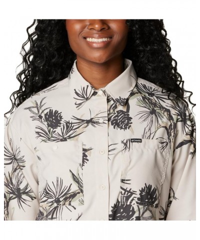 Women's Silver Ridge Utility Patterned Long Sleeve Shirt Dark Stone Pinecones $31.63 Blouses