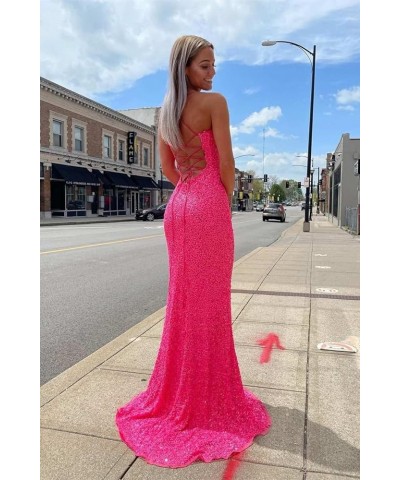 Women's V Neck Sequin Prom Dresses Long Mermaid Formal Evening Gowns with Slit A-orange $38.24 Dresses