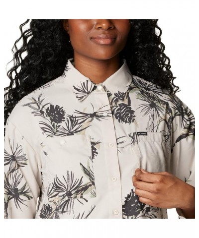 Women's Silver Ridge Utility Patterned Long Sleeve Shirt Dark Stone Pinecones $31.63 Blouses