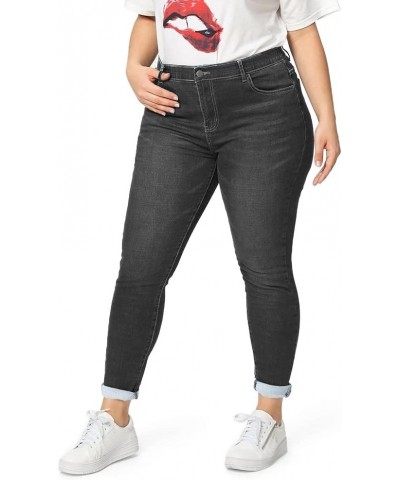 Women Plus Size Ripped Stretch Skinny Jeans, High Rise Distressed Denim Jegging Elastic Waist Black $18.48 Jeans