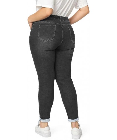 Women Plus Size Ripped Stretch Skinny Jeans, High Rise Distressed Denim Jegging Elastic Waist Black $18.48 Jeans