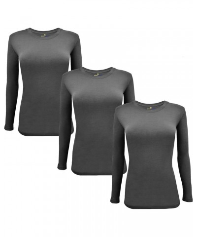 Women's Under Scrub Tee Crew Neck Long Sleeve T-Shirt 3 - Pack (Charcoal, Large) $23.08 T-Shirts