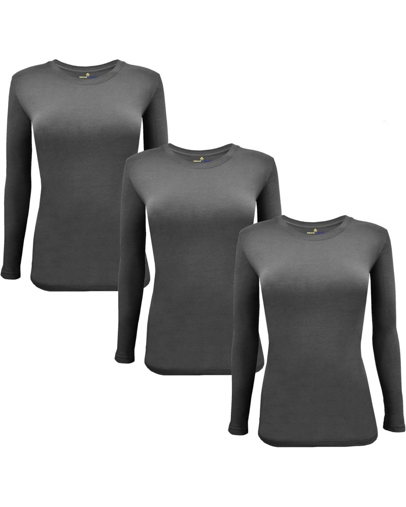 Women's Under Scrub Tee Crew Neck Long Sleeve T-Shirt 3 - Pack (Charcoal, Large) $23.08 T-Shirts