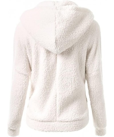 Plush Hoodie Long Sleeve Coats For Women Sweaters Solid Color Fleece Outerwear Pockets Hooded Pullover Cardigans C3-beige $6....