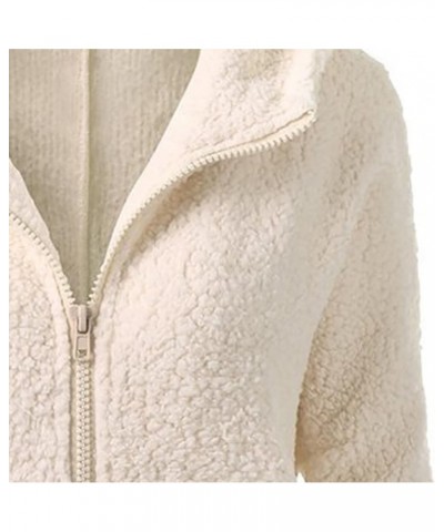 Plush Hoodie Long Sleeve Coats For Women Sweaters Solid Color Fleece Outerwear Pockets Hooded Pullover Cardigans C3-beige $6....