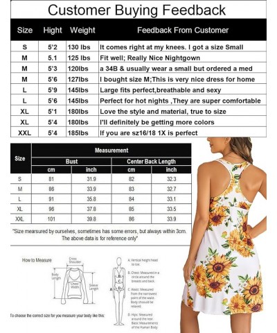 Sleepwear for Women Tank Nightgown Chemise Racerback Sleeveless Sleep Dress B-sunflower $12.15 Sleep & Lounge