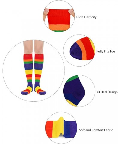 Women's Knee High Socks Athletic Thin Stripes Tube Socks High Stockings Outdoor Sport Socks 1 Pack Christmas Red White Stripe...