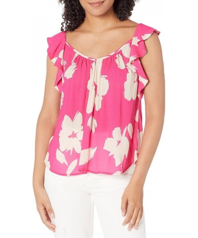 Women's Alexa Caicos Print Flutter Sleeve Blouse Pink $22.92 Blouses