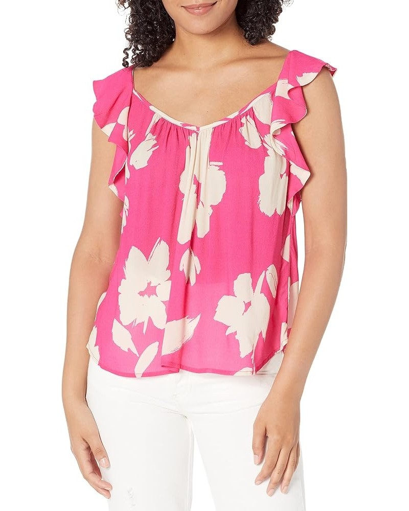 Women's Alexa Caicos Print Flutter Sleeve Blouse Pink $22.92 Blouses