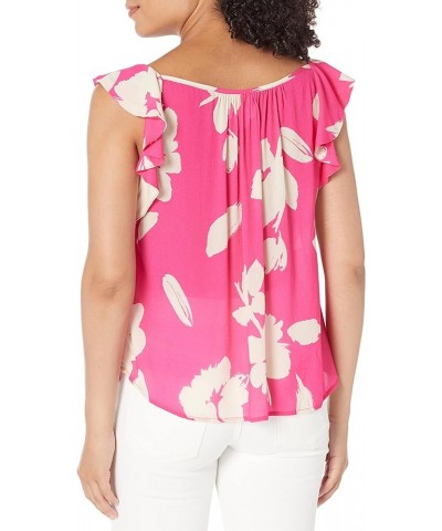 Women's Alexa Caicos Print Flutter Sleeve Blouse Pink $22.92 Blouses