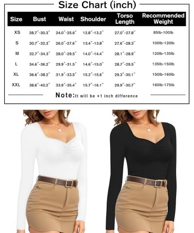 Long Sleeve Bodysuits for Women Sweetheart Neck Body Suit Top Bodysuit Women Fitted Going Out Body Suit Shirts Black $16.49 L...