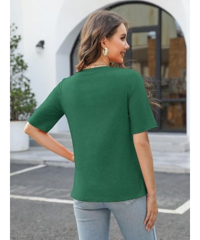 Women's V Neck T Shirts Casual Half Sleeve Tops Basic Summer Tees A Green $11.24 T-Shirts