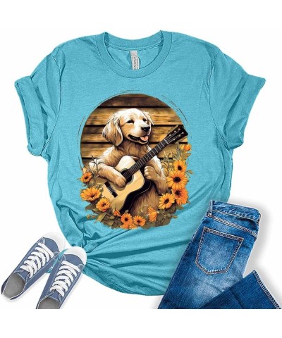 Womens Funny Dog Mom Shirts Cute Puppy Lover Tshirt Short Sleeve Bella Graphic Tees Casual Summer Tops Golden Retriever - Hea...