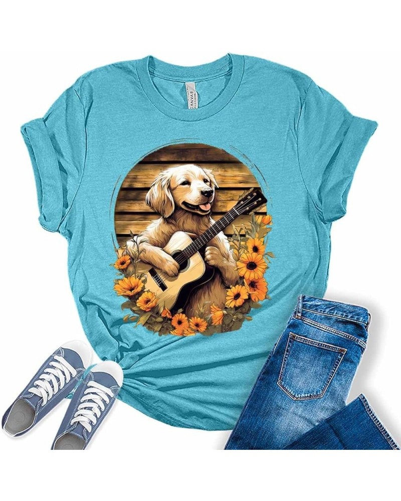 Womens Funny Dog Mom Shirts Cute Puppy Lover Tshirt Short Sleeve Bella Graphic Tees Casual Summer Tops Golden Retriever - Hea...