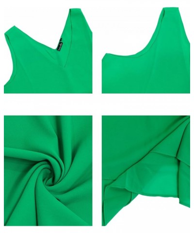 Women's Plus Size Sleeveless Camis Double Layers Casual Chiffon Tank Top Green $12.50 Tanks