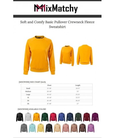 Women's Soft and Comfy Basic Pullover Crewneck Fleece Sweatshirt Yellow $15.11 Hoodies & Sweatshirts