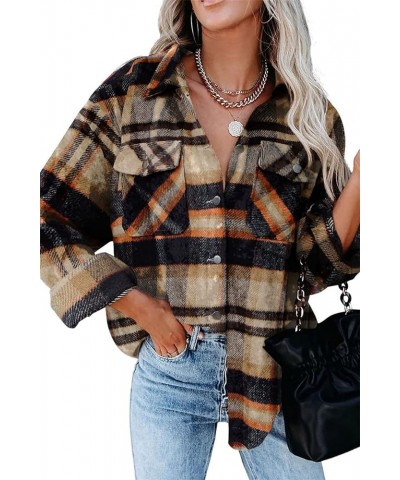 Womens Corduroy Button Down Shacket Casual Long Sleeve Shirt Jacket Oversized Blouses Tops V Orange $10.75 Blouses