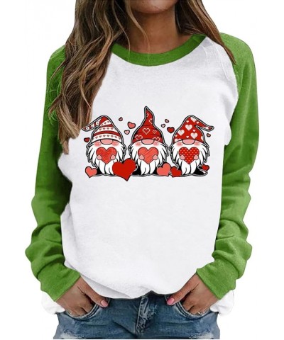 Valentine Day Shirt for Women Long Sleeve Cute Love Hearts Gnome Graphic Tees Casual Fashion Tunic Tops Blouse B-green $11.79...