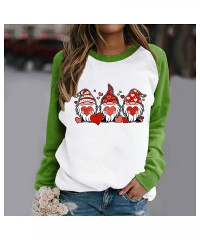 Valentine Day Shirt for Women Long Sleeve Cute Love Hearts Gnome Graphic Tees Casual Fashion Tunic Tops Blouse B-green $11.79...