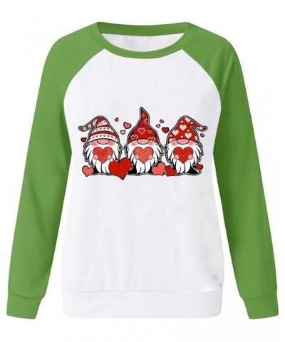 Valentine Day Shirt for Women Long Sleeve Cute Love Hearts Gnome Graphic Tees Casual Fashion Tunic Tops Blouse B-green $11.79...