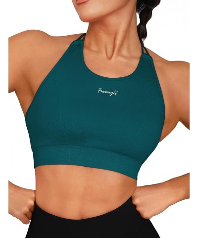 Sports Bras for Women Padded Workout Racerback Tank Tops High Neck Sleeveless Gym Yoga Athletic Crop Top Bra E06-deep Teal $1...