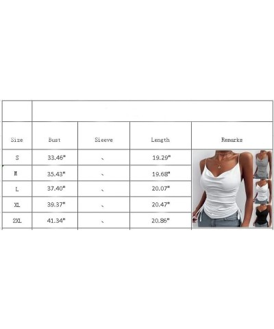 Women Spaghetti Strap V Neck Camisole Sleeveless Slim Sexy Crop Top Side Drawstring Casual Tank Tops Grey $10.79 Tanks