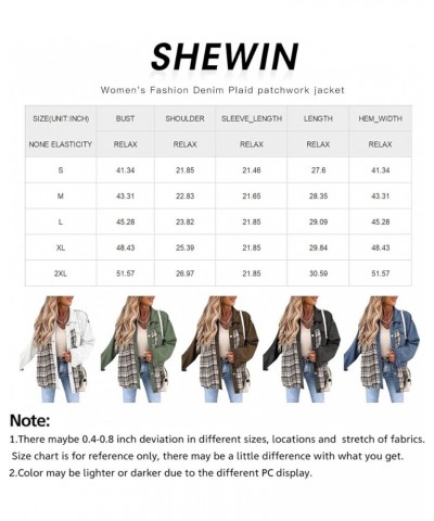 Women's Denim Jacket Long Sleeve Plaid Button Down Shacket Jacket 1 Khaki $23.25 Jackets