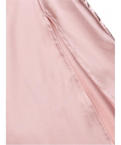 Women's Satin Cowl Neck Sleeveless Split Hem Backless Cocktail Party Maxi Long Dress Pink $27.55 Dresses