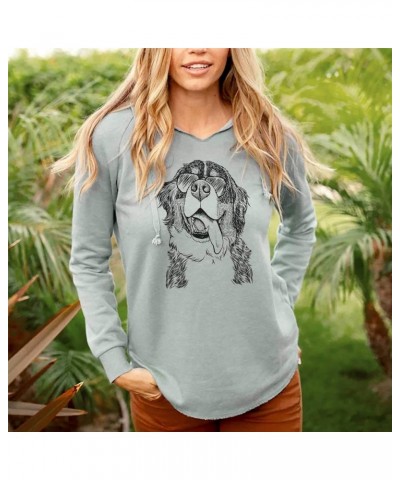 Aviator Theo The Bernese Mountain Dog - Women's Cali Wave Hooded Sweatshirt Sage $32.99 Hoodies & Sweatshirts